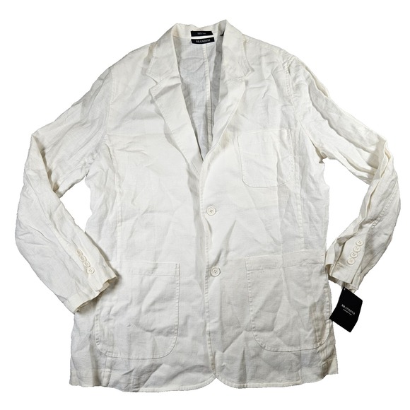 Brandini Other - NWT Brandini Men's Sz L 100% Linen Ivory Button Up Lightweight‎ Blazer Jacket